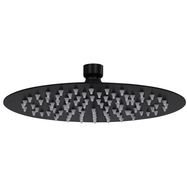 Cabezal de ducha efecto lluvia acero inox redondo negro 20 cm Negro Ø 20 cm