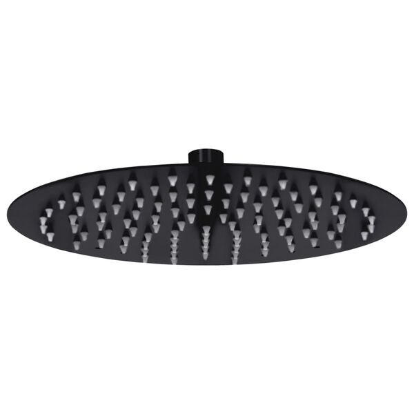Cabezal de ducha efecto lluvia acero inox redondo negro 25 cm Negro Ø 25 cm