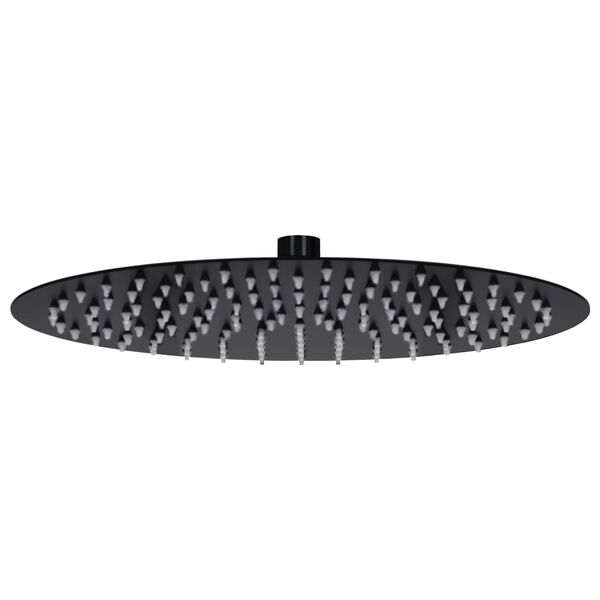 Cabezal de ducha efecto lluvia acero inox redondo negro 30 cm Negro Ø 30 cm