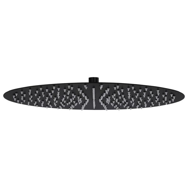Cabezal de ducha efecto lluvia acero inox redondo negro 40 cm Negro Ø 40 cm