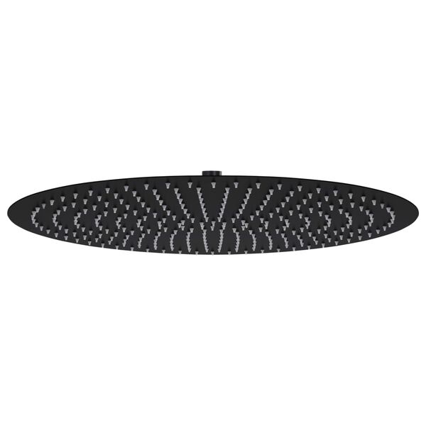 Cabezal de ducha efecto lluvia acero inox redondo negro 50 cm Negro Ø 50 cm