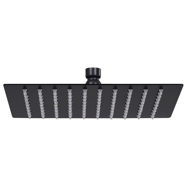 Cabezal ducha efecto lluvia acero inox cuadrado negro 20×20 cm Negro 20 x 20 cm