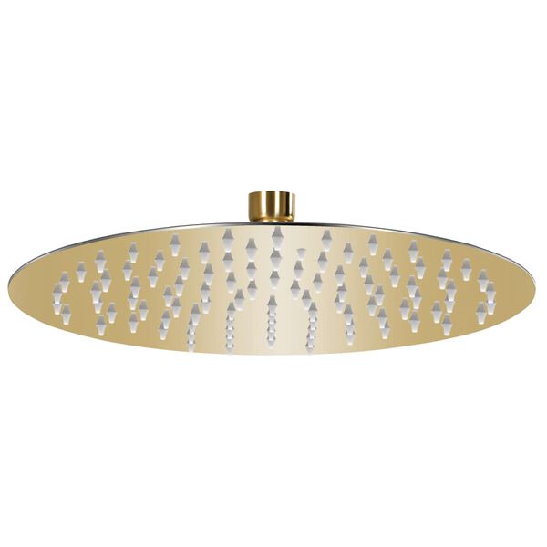 Cabezal de ducha redondo efecto lluvia acero inox dorado 25 cm Dorado Ø 25 cm