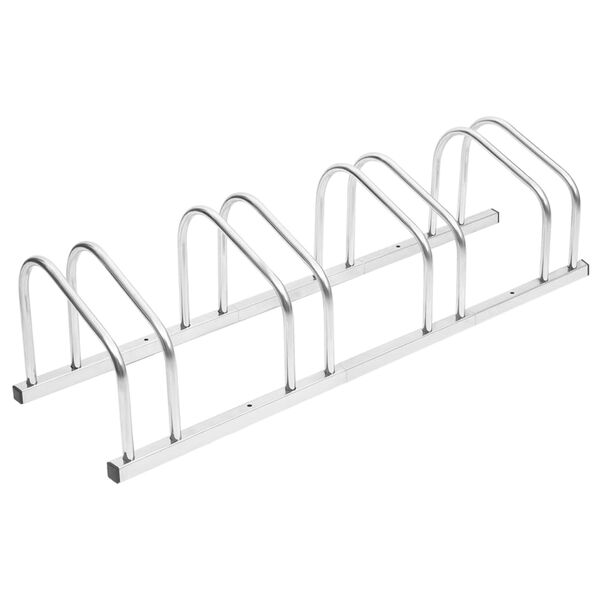 Bicicletero para 4 bicicletas acero galvanizado Plateado Trapecio