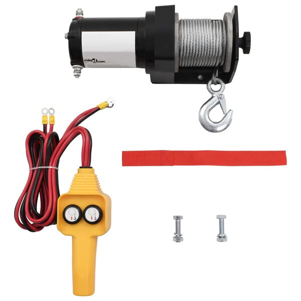 Cabrestante eléctrico con mando a distancia 12 V 907 kg con control remoto por cable