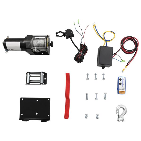 Cabrestante eléctrico placa montaje guía de rodillo 12V 1360KG con control remoto con cable e inalámbrico