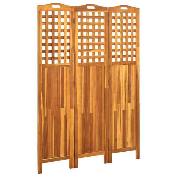 Biombo de 3 paneles madera maciza de acacia 121x2x170 cm 121 x 2 x 170 cm