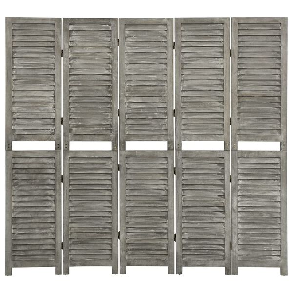 Biombo de 5 paneles de madera maciza gris 179×166 cm 179 x 166 cm