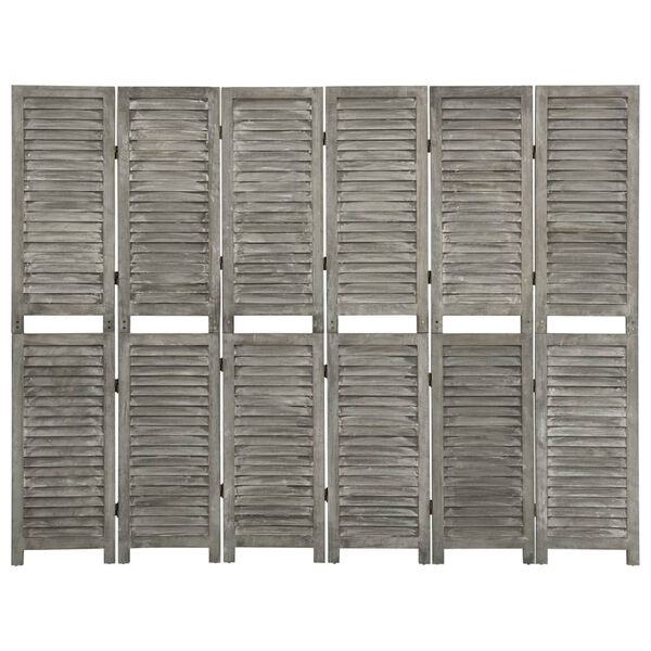 Biombo de 6 paneles de madera maciza gris 214×166 cm 214 x 166 cm