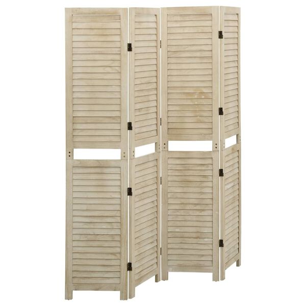 Biombo de 4 paneles de madera maciza de paulownia 140×165 cm 140 x 165 cm