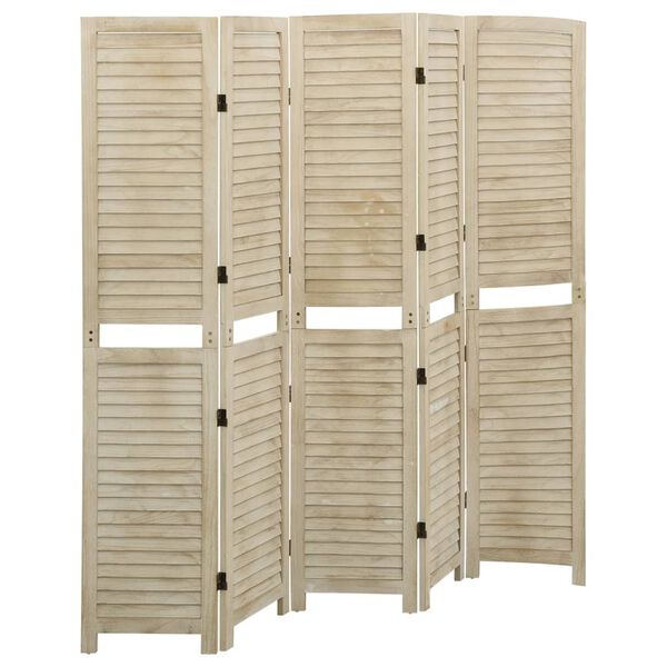 Biombo de 5 paneles de madera maciza de paulownia 175×165 cm 175 x 165 cm