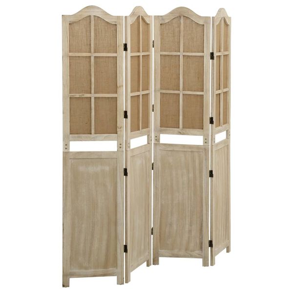 Biombo de 4 paneles tela marrón 140×165 cm 140 x 165 cm