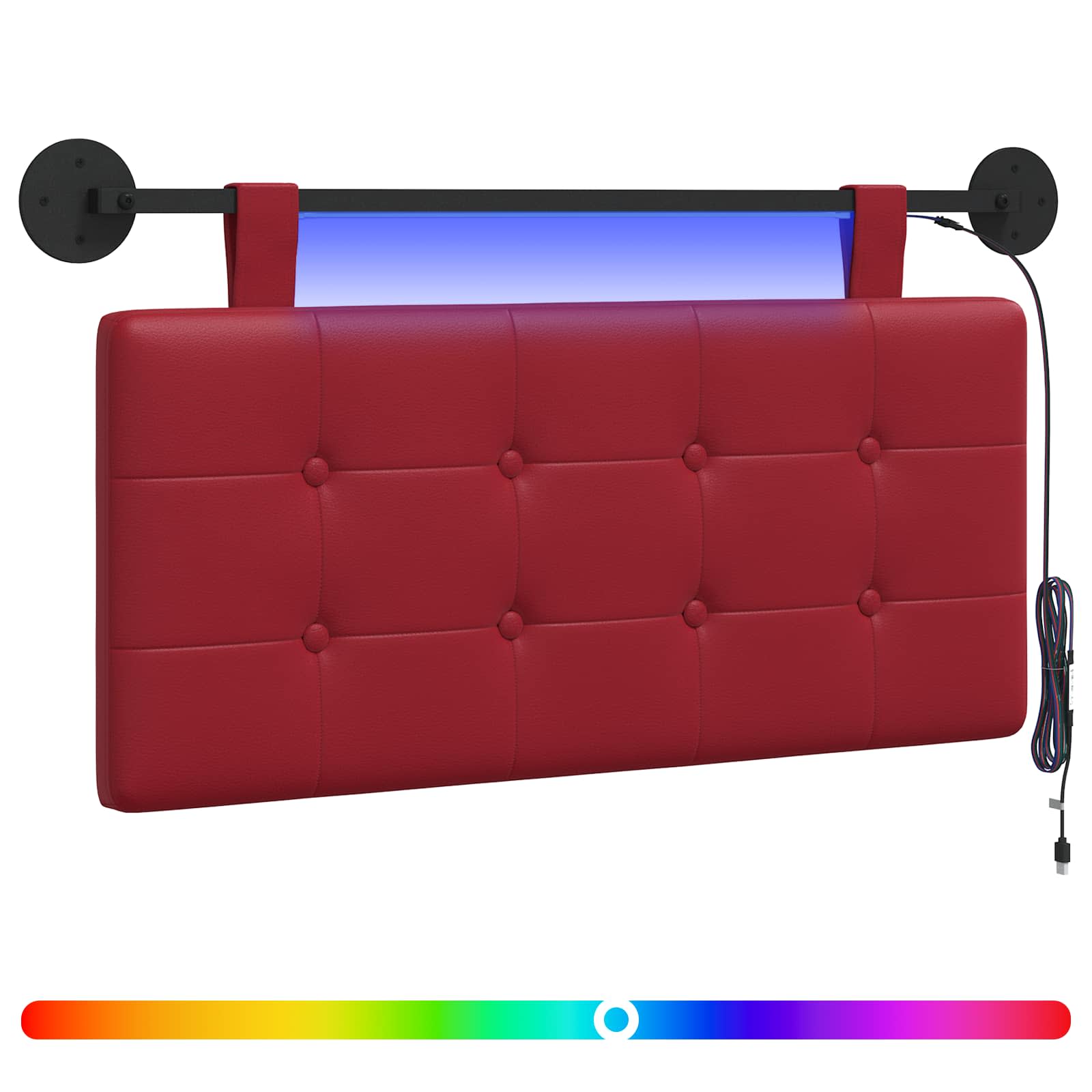 Cabecero colgante Con luz LED Rojo vino Cuero sintético 3424360