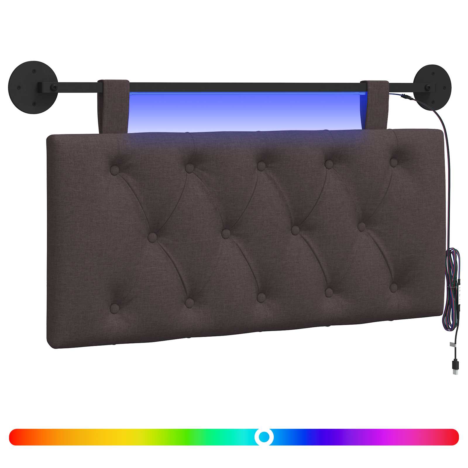 Cabecero colgante Con luz LED Marrón Oscuro Tela 3424517