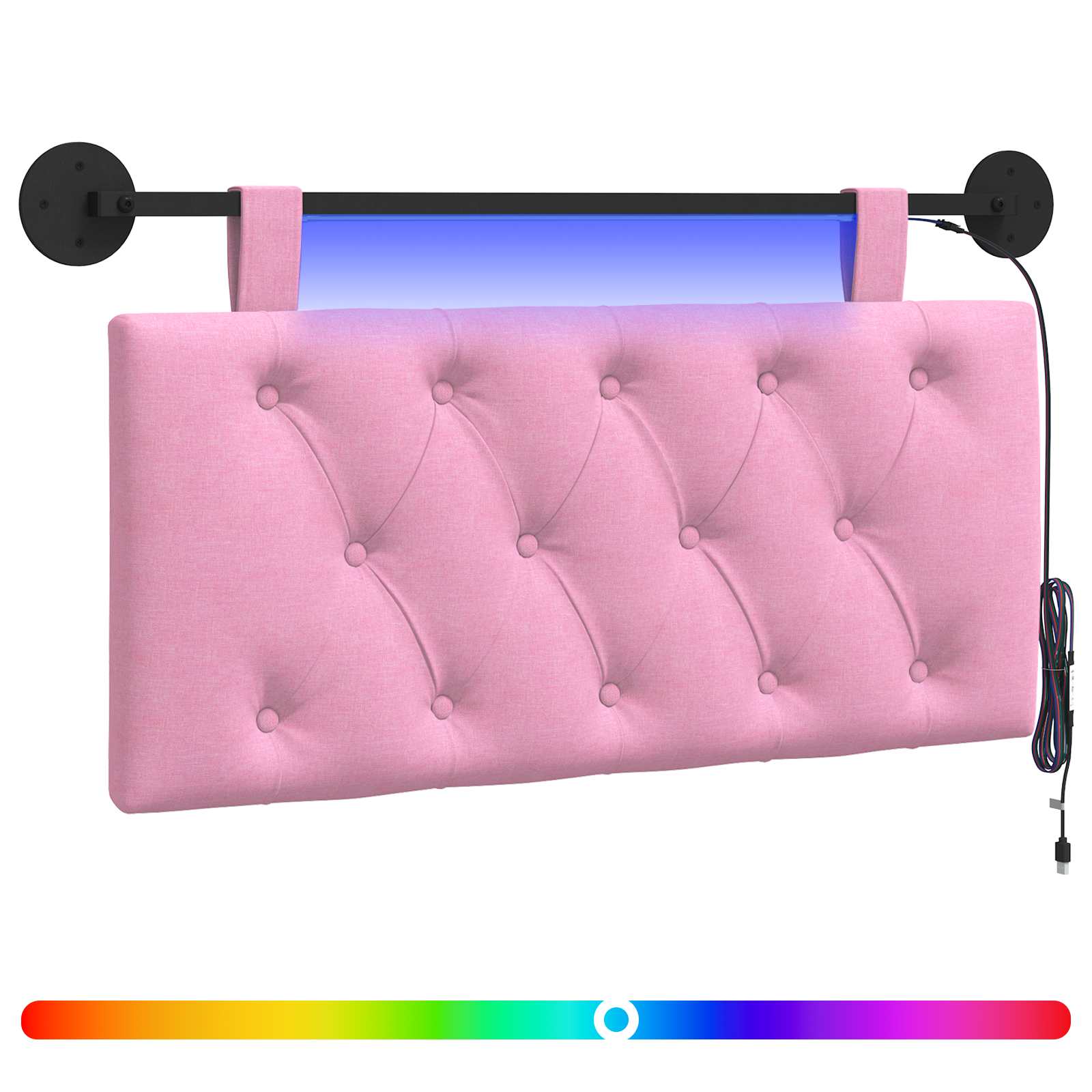 Cabecero colgante Con luz LED Rosa Tela 3424523