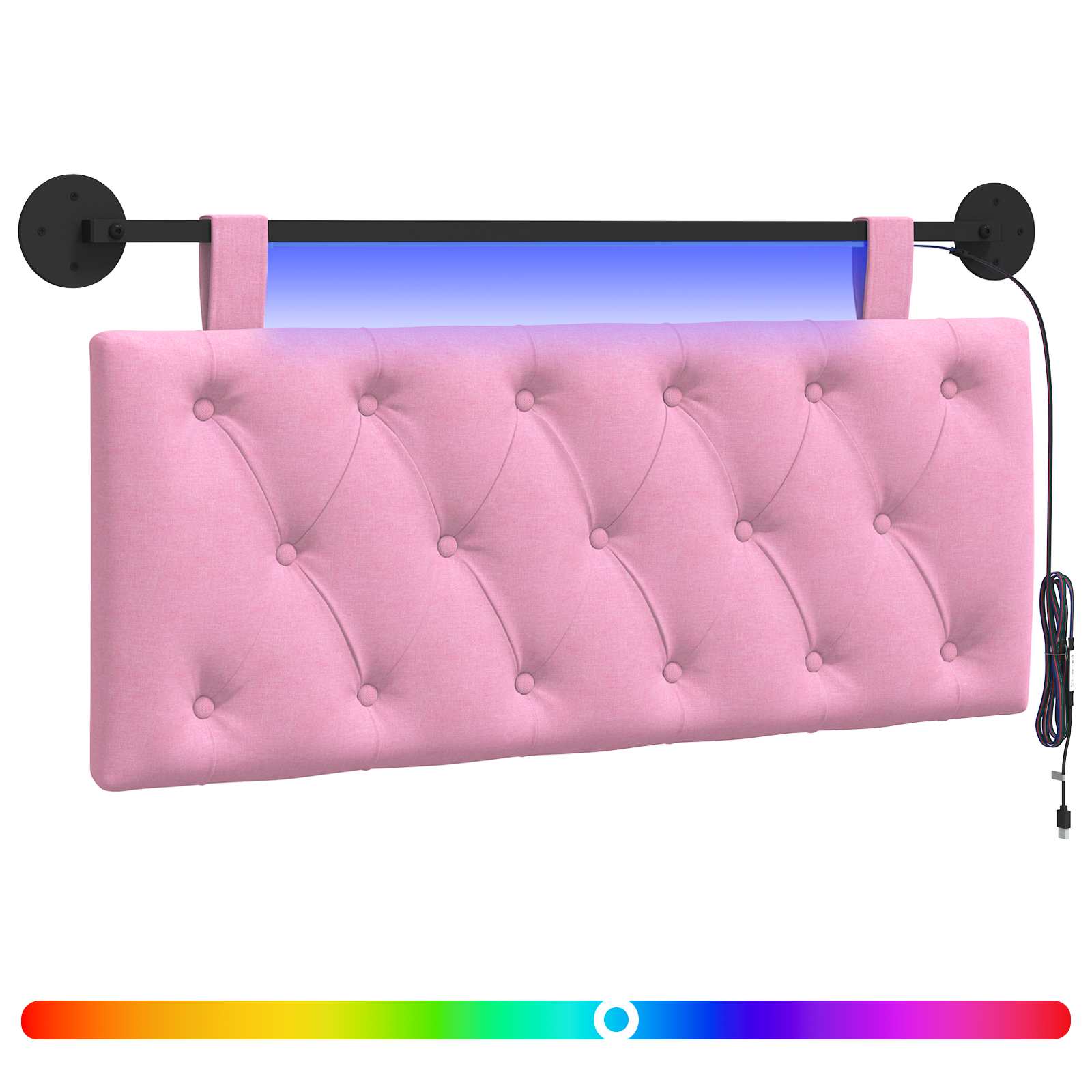 Cabecero colgante Con luz LED Rosa Tela 3424579
