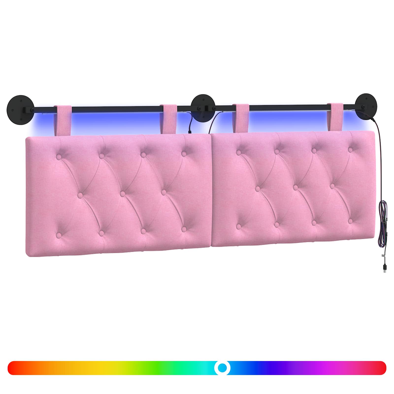 Cabecero colgante Con luz LED Rosa Tela 3424607
