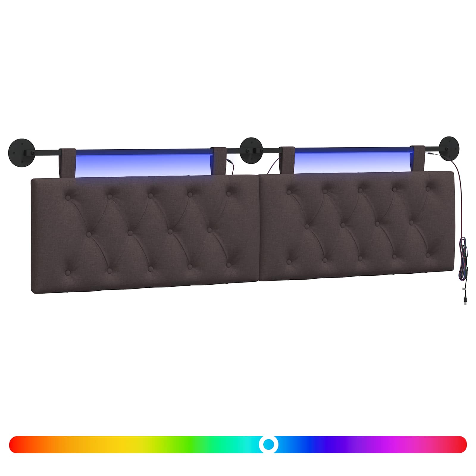 Cabecero colgante Con luz LED Marrón Oscuro Tela 3424685