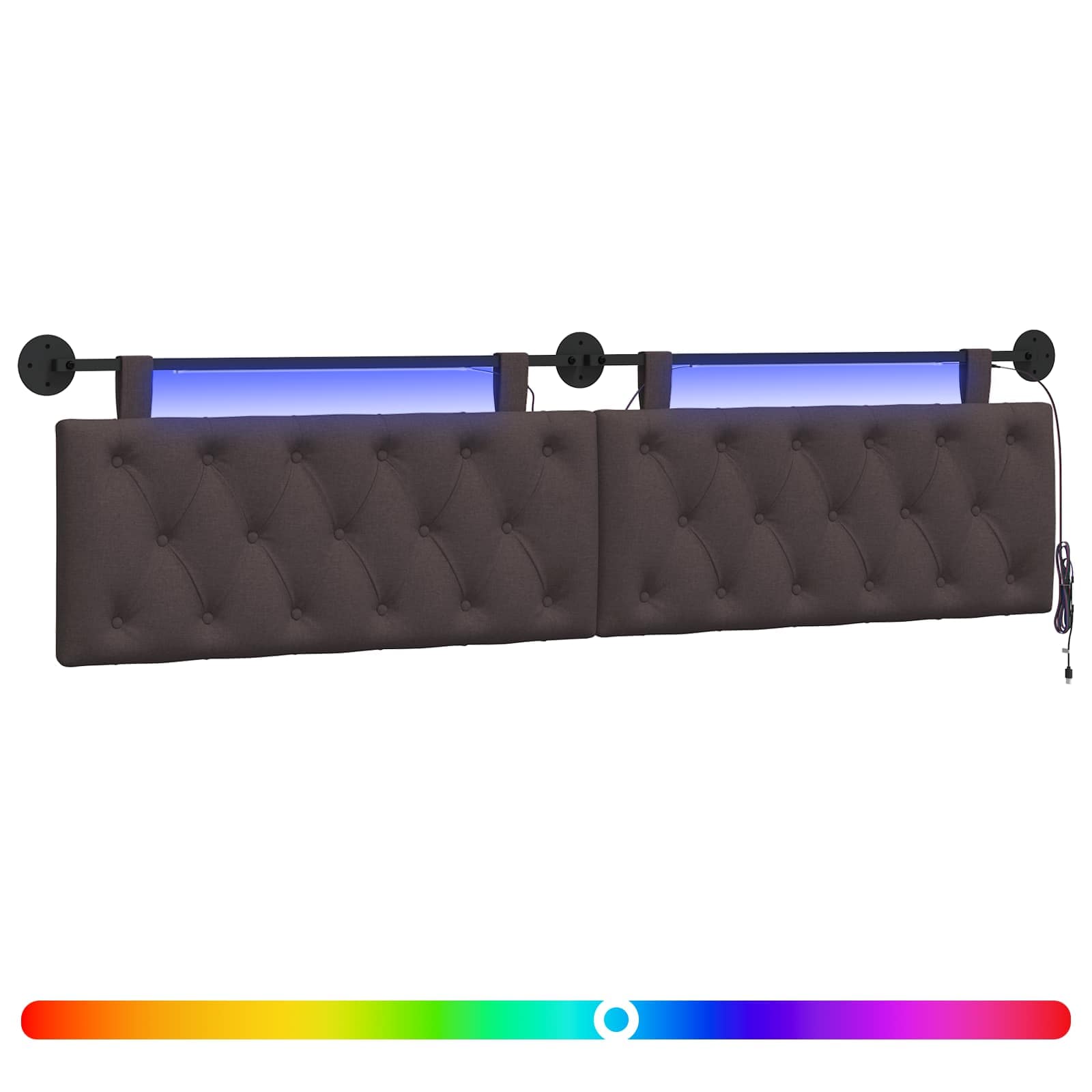 Cabecero colgante Con luz LED Marrón Oscuro Tela 3424713