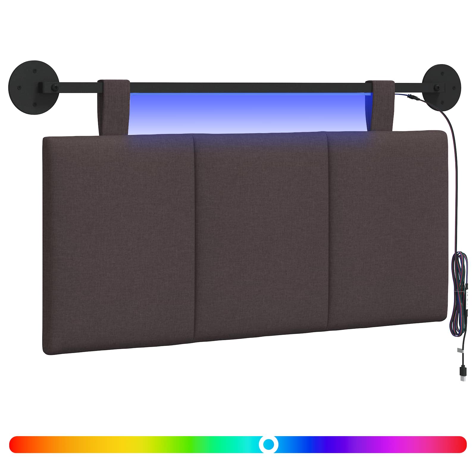 Cabecero colgante Con luz LED Marrón Oscuro Tela 3424741