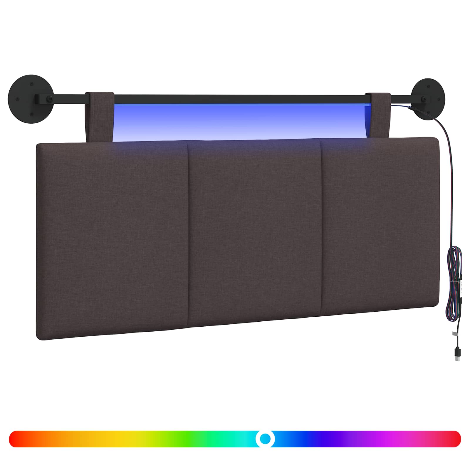 Cabecero colgante Con luz LED Marrón Oscuro Tela 3424767