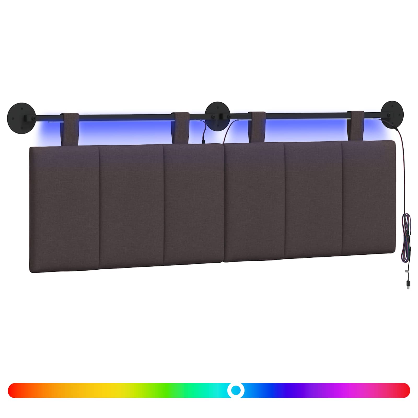 Cabecero colgante Con luz LED Marrón Oscuro Tela 3424780