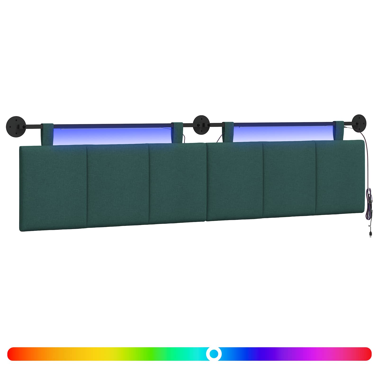 Cabecero colgante Con luz LED Verde oscuro Tela 3424833