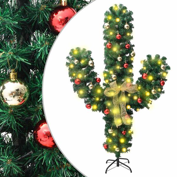 Cactus de Navidad con soporte y LED verde 180 cm PVC 180 cm