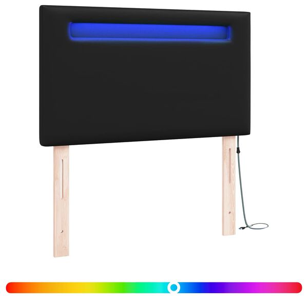 Cabecero LED Negro 90 cm Cuero sintético Negro 90 cm