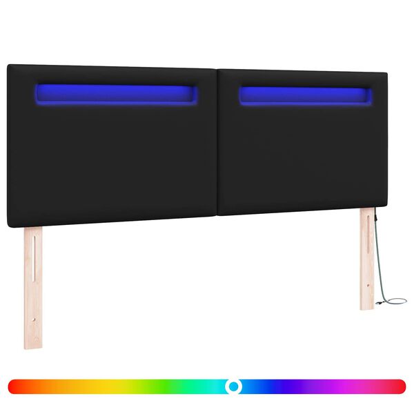 Cabecero LED Negro 144 cm Cuero sintético Negro 140 cm