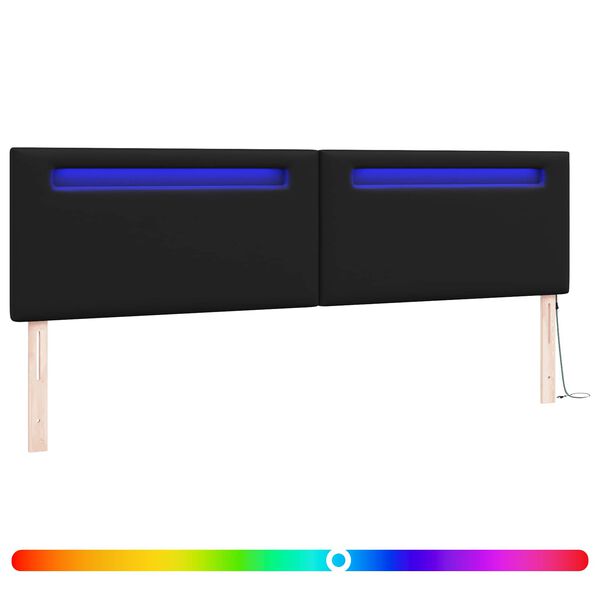 Cabecero LED Negro 200 cm Cuero sintético Negro 200 cm
