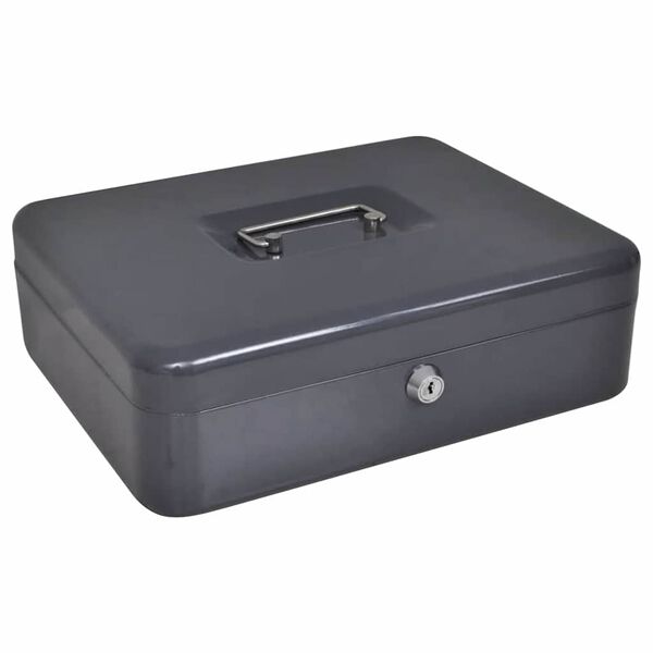 Caja de dinero con cerradura Gris oscuro 30 x 24 x 9 cm Acero