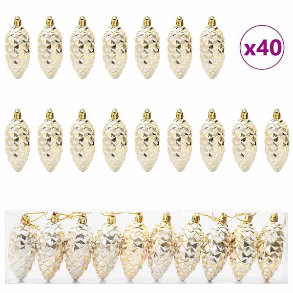 Bola de Piña de Navidad 40 pcs Dorado Plástico Dorado
