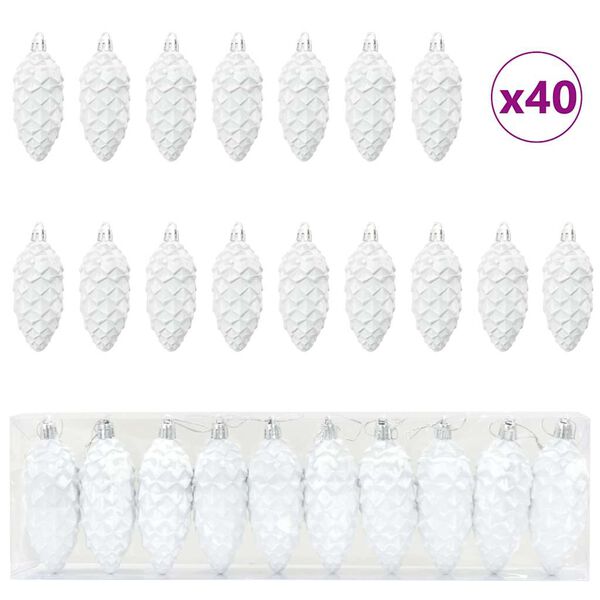 Bola de Piña de Navidad 40 pcs Plástico White