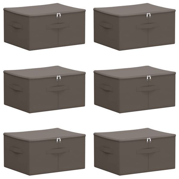 Caja de Almacenamiento 6 pcs Gris 50 x 30 x 25 cm Gris 50 x 30 x 25 cm