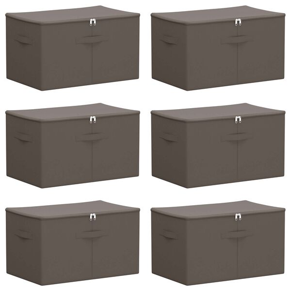 Caja de Almacenamiento 6 pcs Gris 60 x 43 x 35 cm Gris 60 x 43 x 35 cm