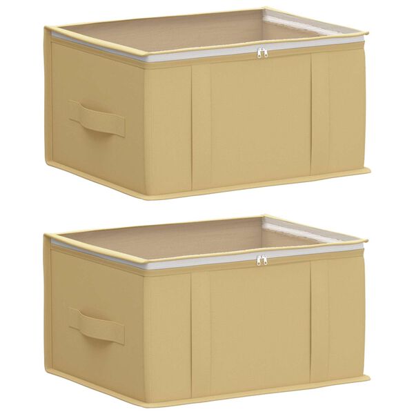 Caja de almacenamiento con ventana superior transparente 2 pcs Crema 43 x 34 x 23 cm