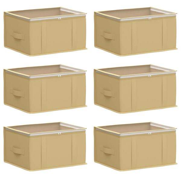 Caja de almacenamiento con ventana superior transparente 6 pcs Crema 50 x 30 x 25 cm