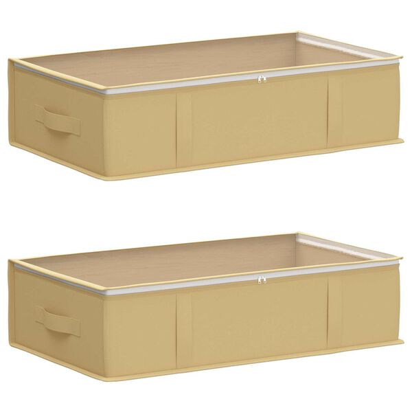 Caja de almacenamiento con ventana superior transparente 2 pcs Crema 70 x 40 x 18 cm
