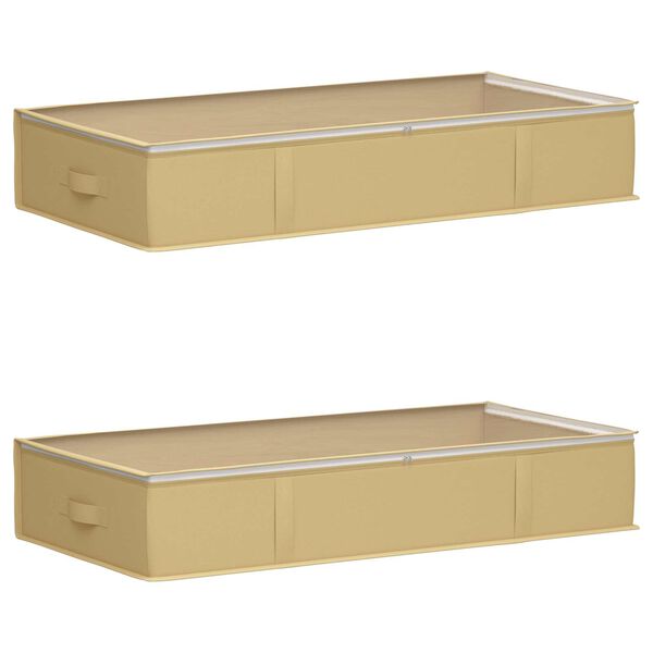 Caja de almacenamiento con ventana superior transparente 2 pcs Crema 100 x 50 x 18 cm