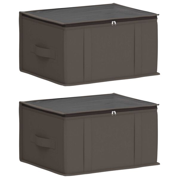 Caja de almacenamiento con ventana superior transparente 2 pcs Gris 43 x 34 x 23 cm