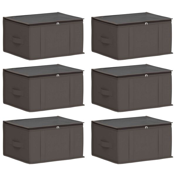 Caja de almacenamiento con ventana superior transparente 6 pcs Gris 43 x 34 x 23 cm