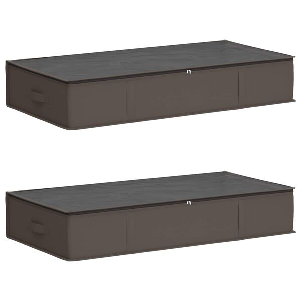 Caja de almacenamiento con ventana superior transparente 2 pcs Gris 100 x 50 x 18 cm