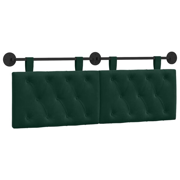 Cabecero colgante Con luz LED Verde oscuro Terciopelo Verde oscuro 120 cm sin LED
