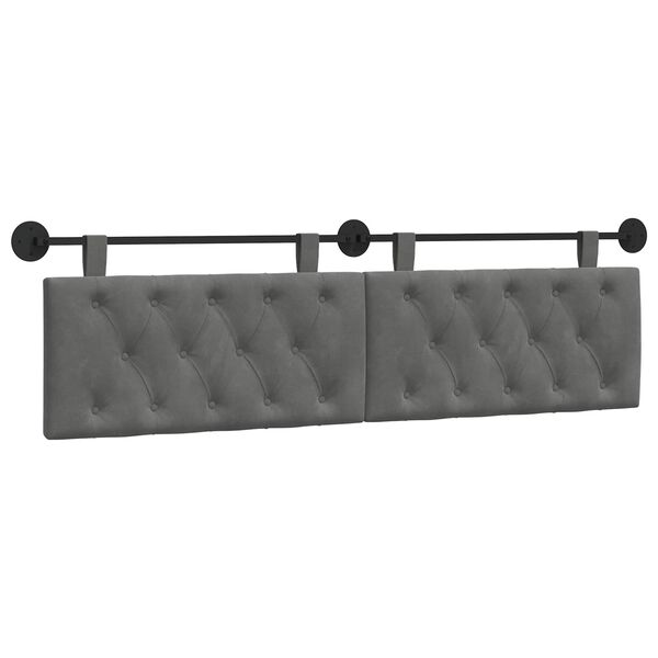 Cabecero colgante Con luz LED Gris oscuro Terciopelo Gris oscuro 180 cm sin LED