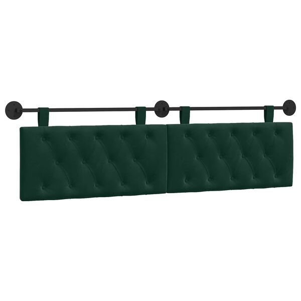 Cabecero colgante Con luz LED Verde oscuro Terciopelo Verde oscuro 180 cm sin LED