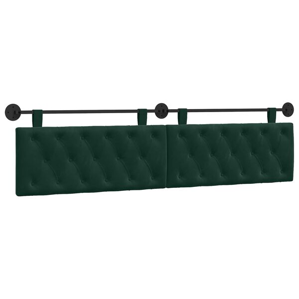 Cabecero colgante Con luz LED Verde oscuro Terciopelo Verde oscuro 200 cm sin LED