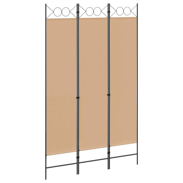 Biombo de 3 Paneles Beige 120 x 200 cm Tela Beige 120 x 200 cm