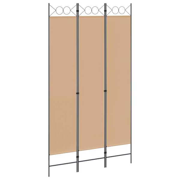 Biombo de 3 Paneles Beige 120 x 220 cm Tela Beige 120 x 220 cm