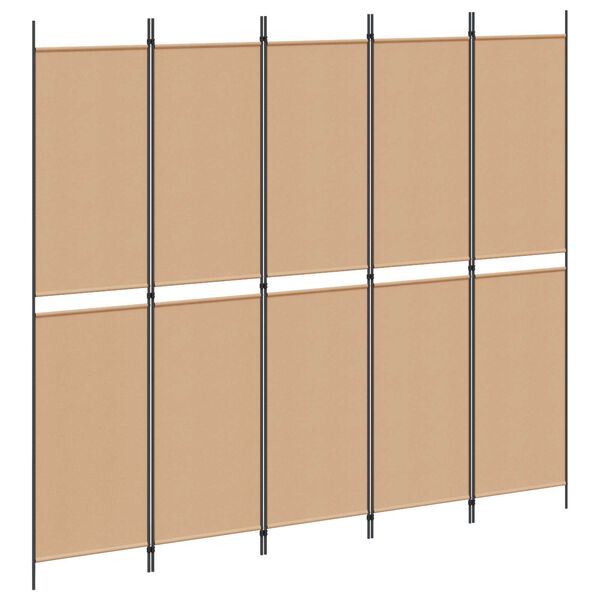 Biombo de 5 Paneles Beige 250 x 220 cm Tela 250 x 220 cm
